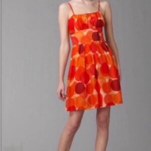 Theory watercolor Orange and Red Polka Dot Dress size 8 nwot